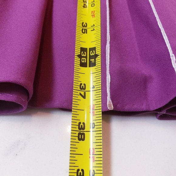 vintage 1970's dress size Medium balloon sleeves sheer purple pleated white trim - Picture 3 of 7